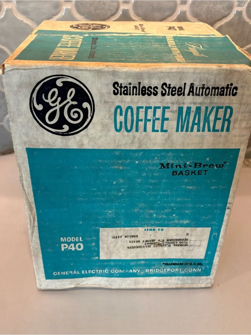 NOS VINTAGE GE STAINLESS STEEL AUTOMATIC COFFEE MAKER P40 - NEVER USED IN BOX
